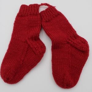 Handmade Red Knit Socks – NWT Cozy Winter Accessory